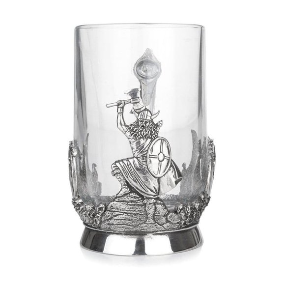 New Pewter Viking Warrior Longship Sea Dragon Serpent Tankard Glass Scotland